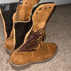 Brown Suede Lace-Up Boots